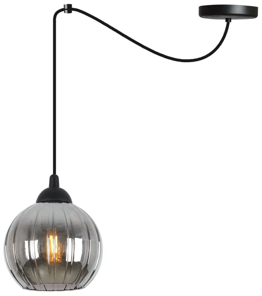 Závesné svietidlo Costa Spider, 1x grafitové sklenené tienidlo, b