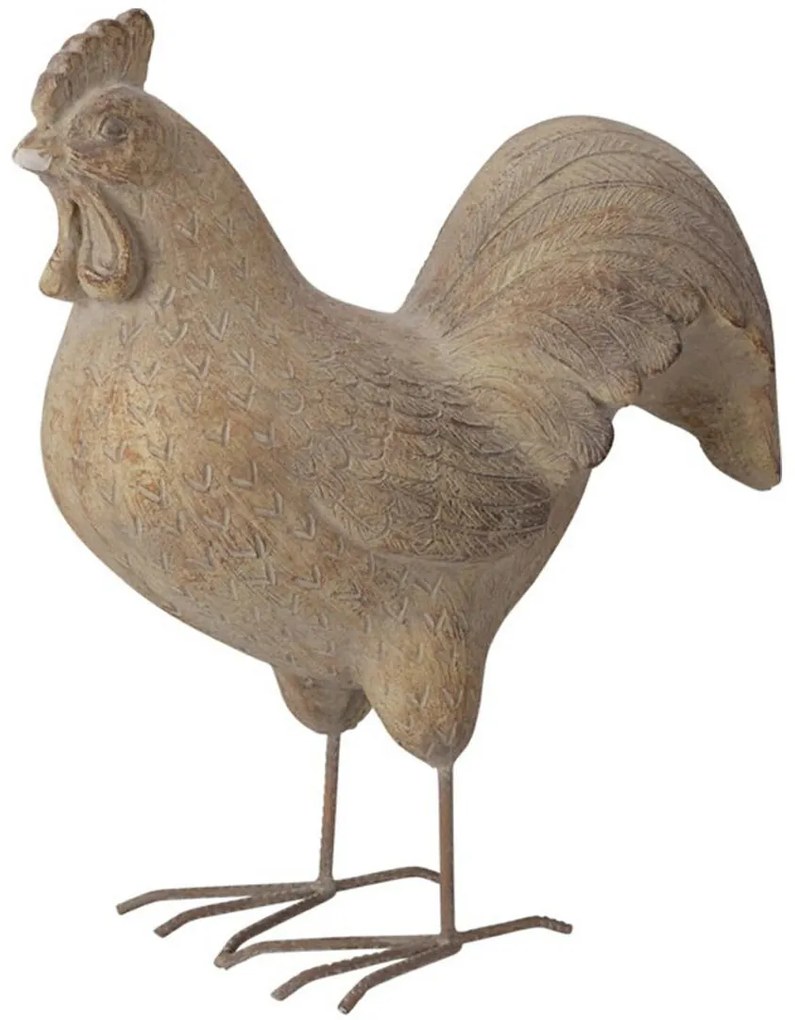 Záhradná figúrka z horčíkovej živice Chicken, 40 cm, béžová