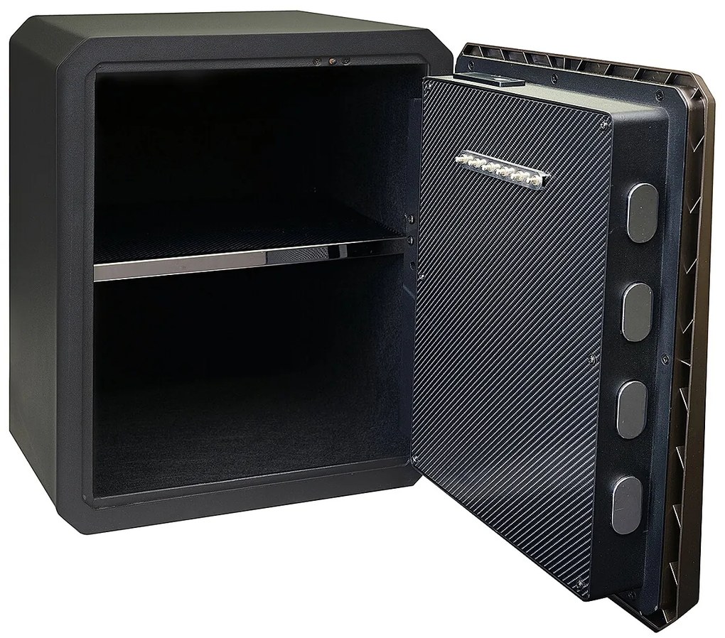 Oceľový sejf s elektronickým zámkom na číselný kód a odtlačok prsta RICHTER RS.45.LUX.FIN, RICHTER černá