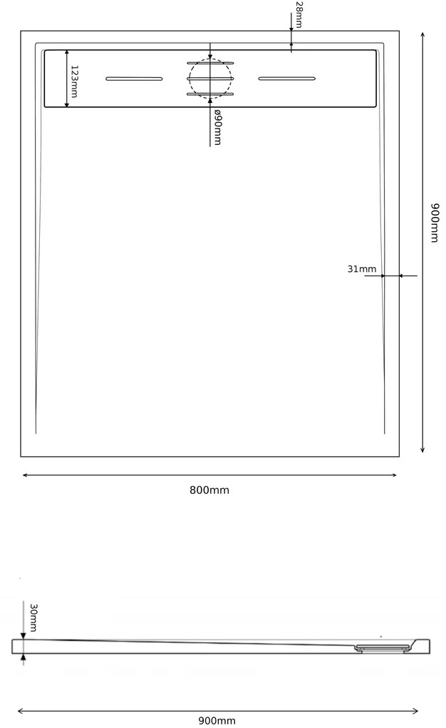 Erga Almac, SMC sprchová vanička 90 x 80 x 3 cm, biela, ERG-GMA-AL-8090