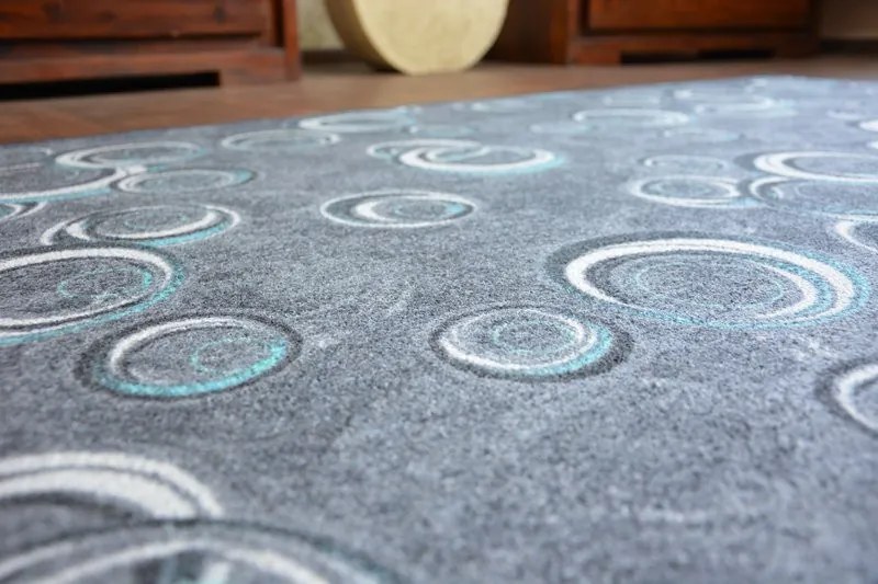 Kusový koberec DROPS Bubbles sivo-modrý