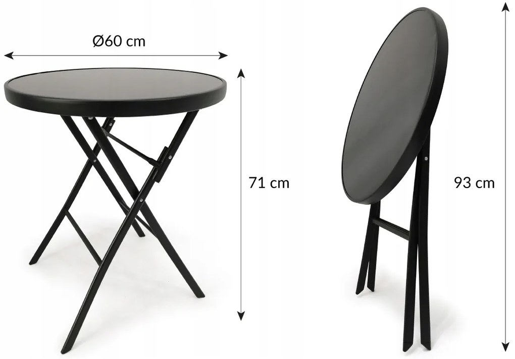 Dekorstudio Záhradný skladací stolík TASOS okrúhly - 60 cm