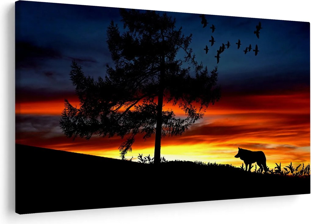 Obraz - Silueta vlka (90x60 cm)