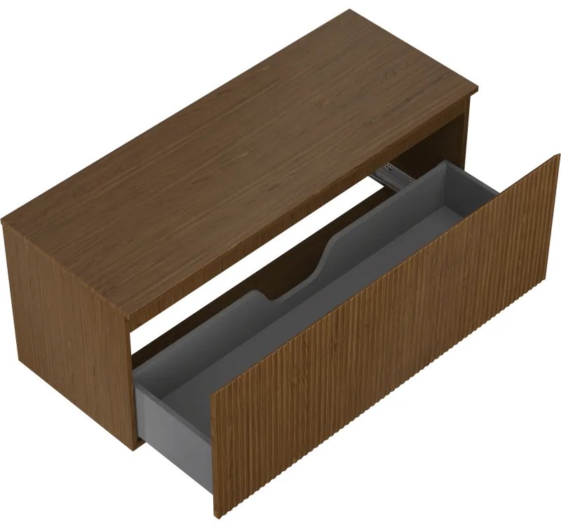 Mexen Rivel, kúpeľňová skrinka 120 cm s hornou časťou, 1 zásuvka, drážkovaná, orech, 91A20-12047-1-BFC86