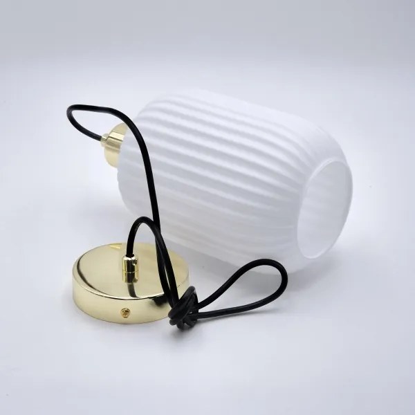 Luster na lanku HARMA 1xE27/15W/230V pr. 14 cm biela/zlatá