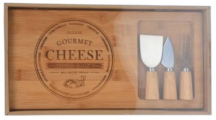 Servírovacia doska s príslušenstvom Gourmet Cheese hnedá