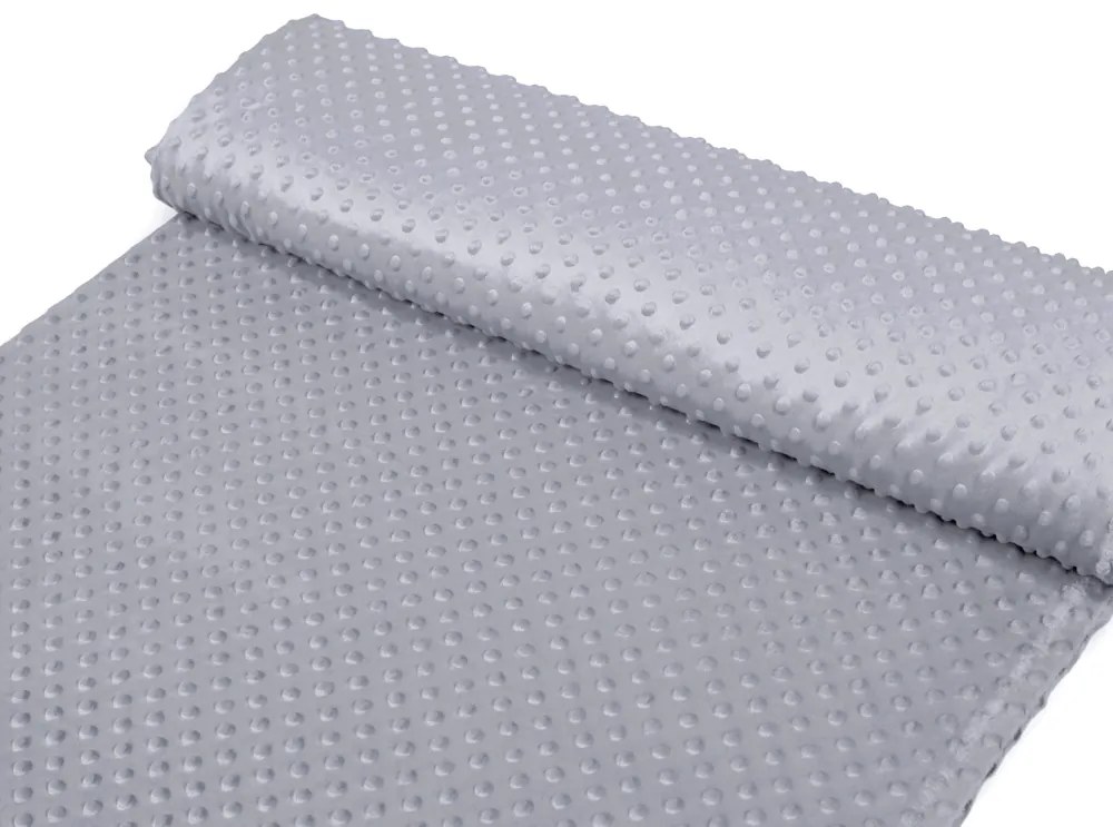 Detská látka Minky 3D bodky MKP-048 Sivá - šírka 150 cm