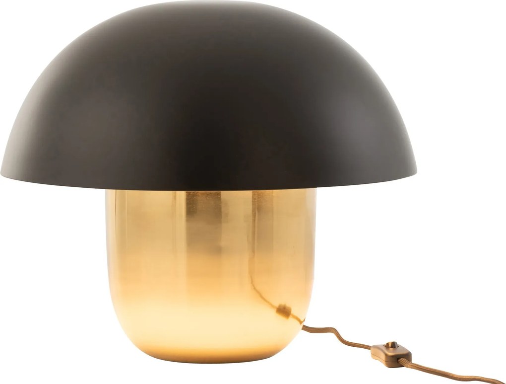 Čierno-zlatá kovová stolná lampa Mushroom antik - Ø 40* 34cm