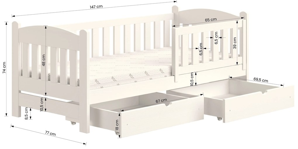 Detská posteľ Alvins 70x140 so zásuvkami - borovica