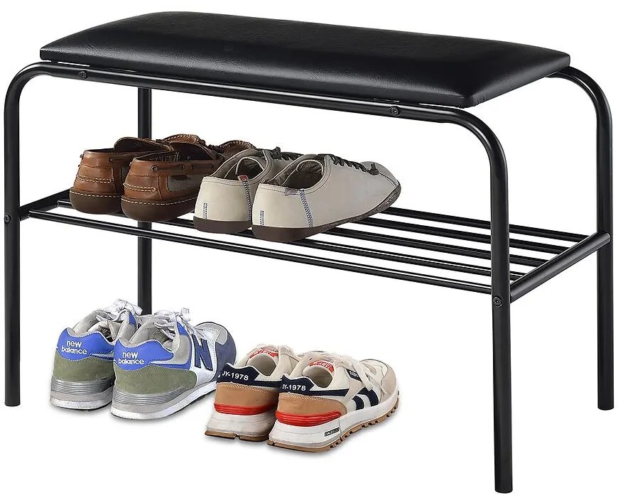 Regál na topánky so sedadlom Gc7422-1 čierny