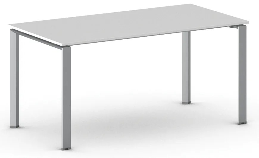 Rokovací kancelársky stôl PRIMO INFINITY, 160x80 cm, sivostrieborná podnož, biela