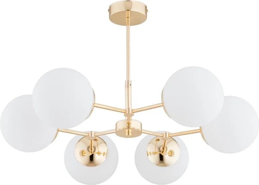 Luster na tyči FOTON  6xE14/40W/230V zlatá/biela