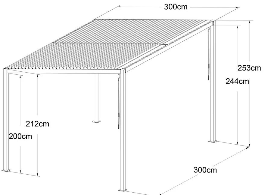 Pultová bioklimatická pergola s lamelami 3 x 3 M
