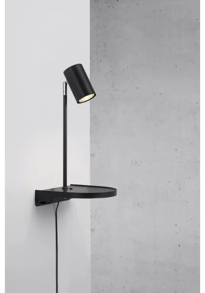 Nordlux - nástenné svietidlo s poličkou CODY 1xGU10/15W/230V čierne