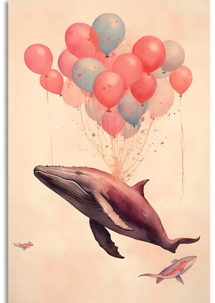 Obraz zasnená veľryba s balónmi Varianta: 40x60