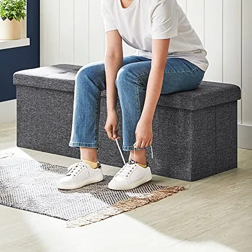 Taburetka s úložným priestorom, 38x110x38cm, tmavo sivá