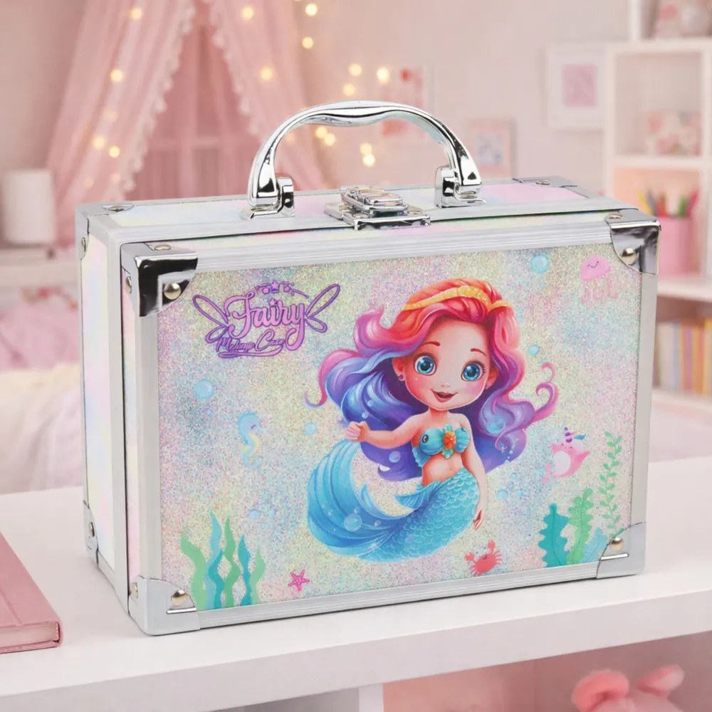 LEAN Toys Kozmetická sada Glitter Darčeková truhlica Kozmetika na nechty Make-up Morská panna