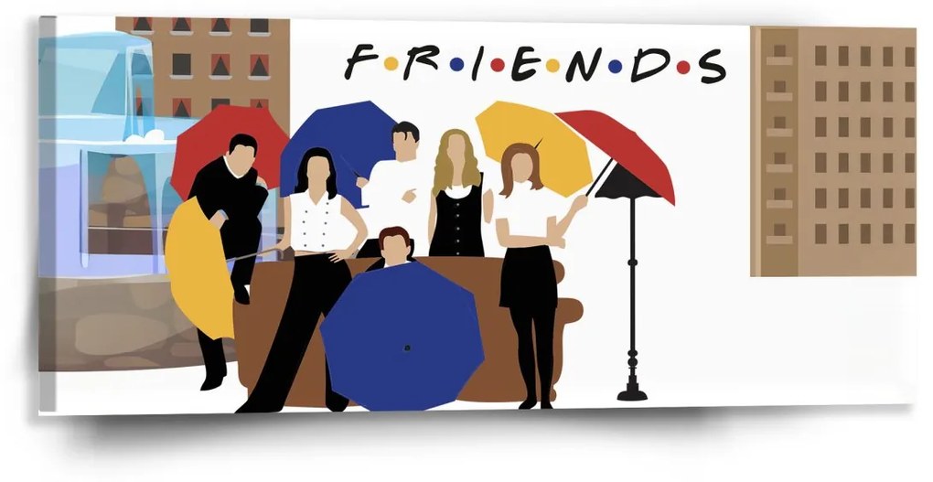 Sablio Obraz Seriál Priatelia FRIENDS Gauč pri fontáne - 110x50 cm