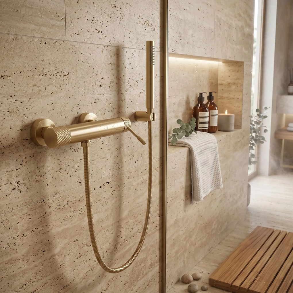 Rea Venti, sprchová batéria s ručnou sprchovou súpravou, zlatá matná, REA-B9792
