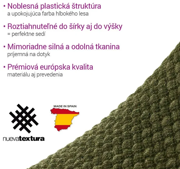Super strečové poťahy NIAGARA zelená dvojkreslo s drevenými rúčkami (š. 130 - 160 cm)