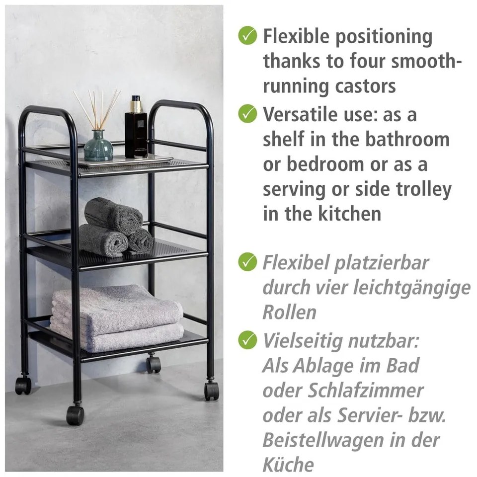 Čierny kovový pojazdný regál 41x75 cm – Wenko