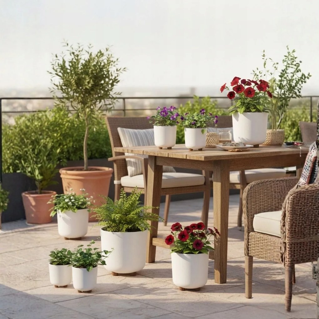 Sada 2 ks květináčů Terra 21x19,3/27,4x24,2 cm bílá