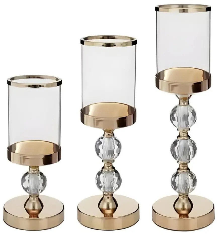 SADA 3x zlatých svietnikov