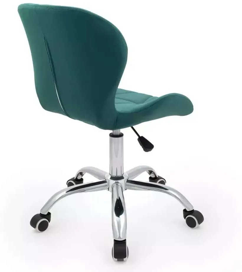 LuxuryForm DESIGN Stolička LIVIO VELUR na striebornej podstave s kolieskami - zelená