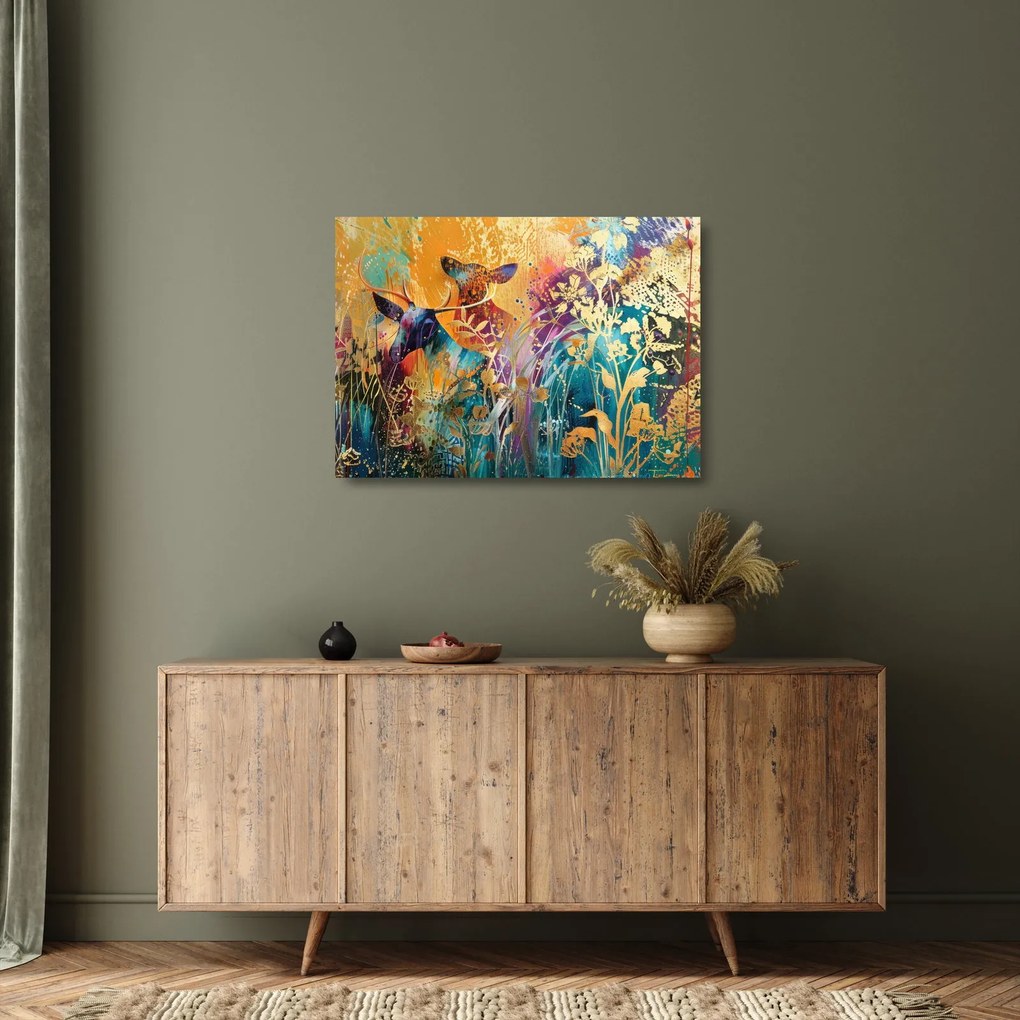 Sklenený obraz - Abstraktná maľba prírody (70x50 cm)
