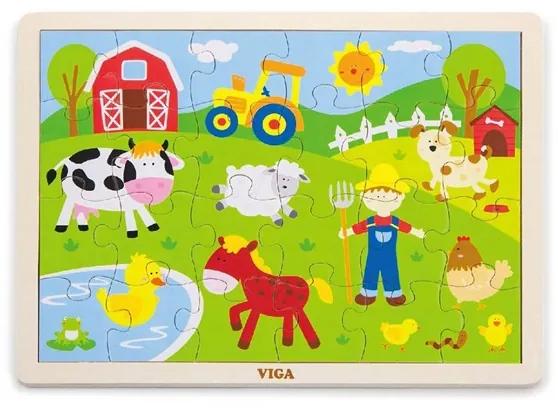 Viga Nezaradené Detské drevené puzzle Viga Farma Multicolor |