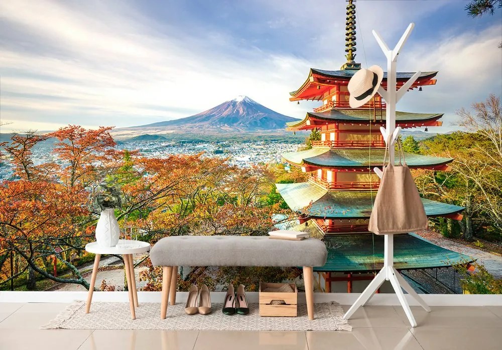 Samolepiaca fototapeta výhľad na Chureito Pagoda a horu Fuji