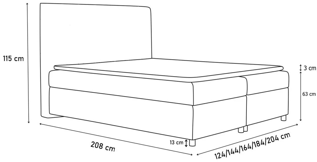 Čalúnená posteľ boxspring DAKOTA + topper, 200x200, madryt 920