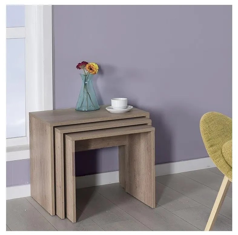 SADA 3x Konferenčný stolík hnedá