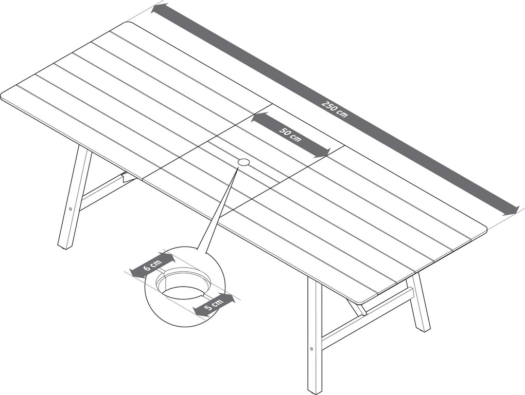 Rozťahovací záhradný stôl s rustikálnym rámom, cca 200 ‒ 250 cm