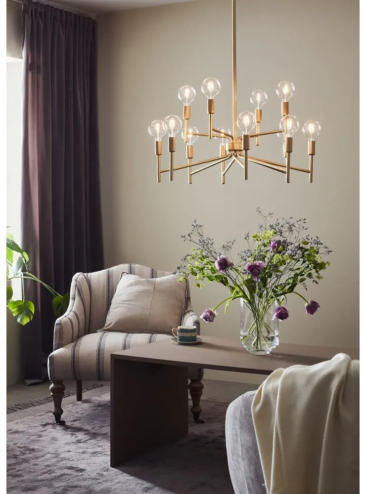 Dvanásťramenné závesné svietidlo v zlatej farbe Markslöjd Regent