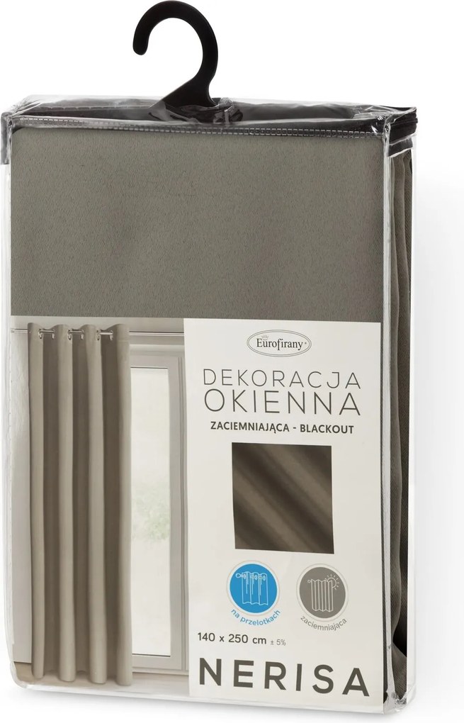 ZÁVES NA KRÚŽKOCH NERISA 140X250 CM TMAVOBÉŽOVÁ