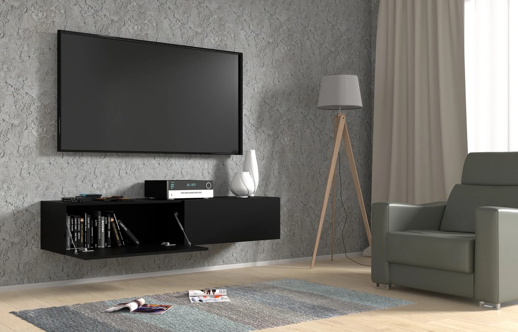 TV stolík/skrinka Banksy 160 (čierna). Akcia -18%. Vlastná spoľahlivá doprava až k Vám domov. 1124901