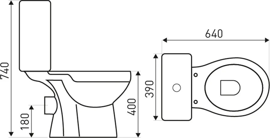 Novoterm WC kombi NV-Clear ZO so zadným odpadom a WC sedadlom