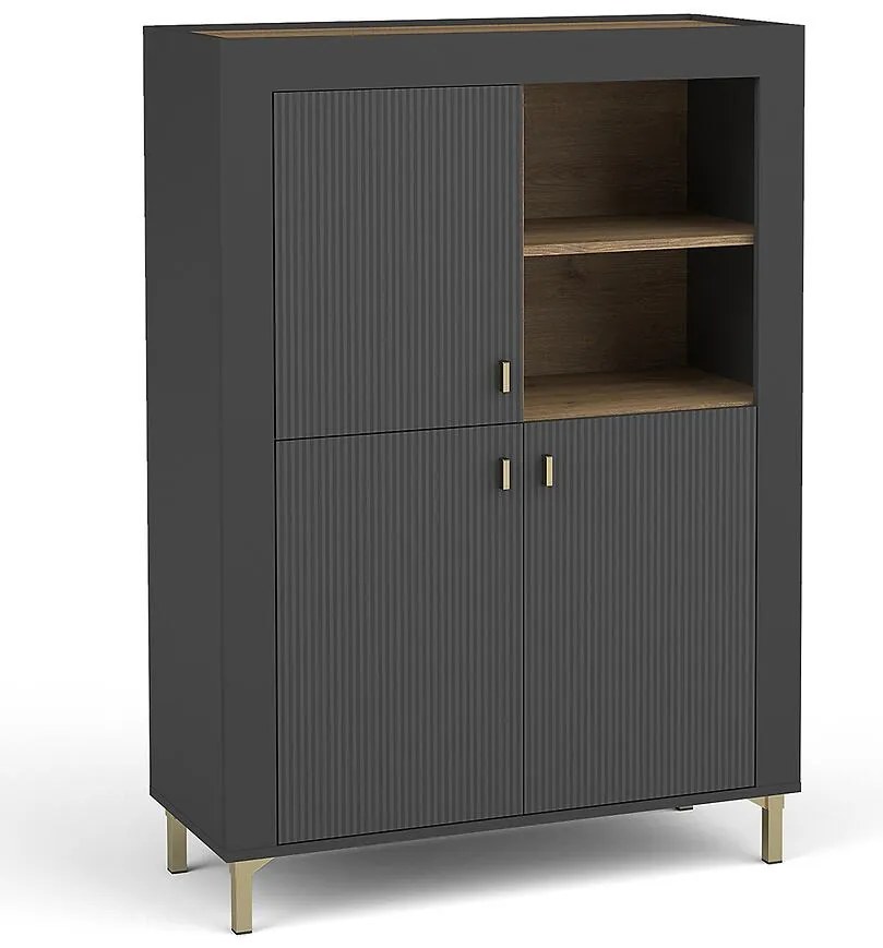 Komoda Mossa M05 3D dub whisky/čierna mat