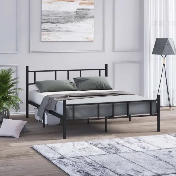 Kovová dvojlôžková posteľ PIRON 160x200 cm, čierna, nosnosť 200 kg