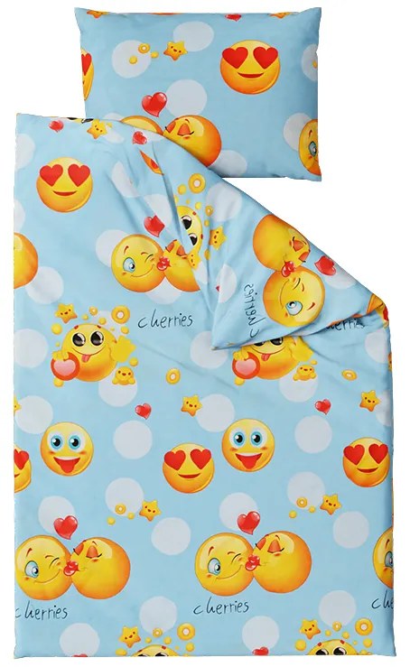Obliečky z mikrovlákna EMOJI modré Rozmer obliečky: 70 x 90 cm | 140 x 200 cm
