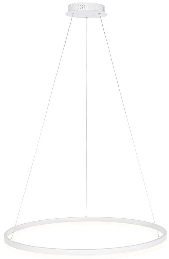 Dizajnové závesné svietidlo biele 80 cm vrátane LED 3-stupňové stmievateľné - Anello
