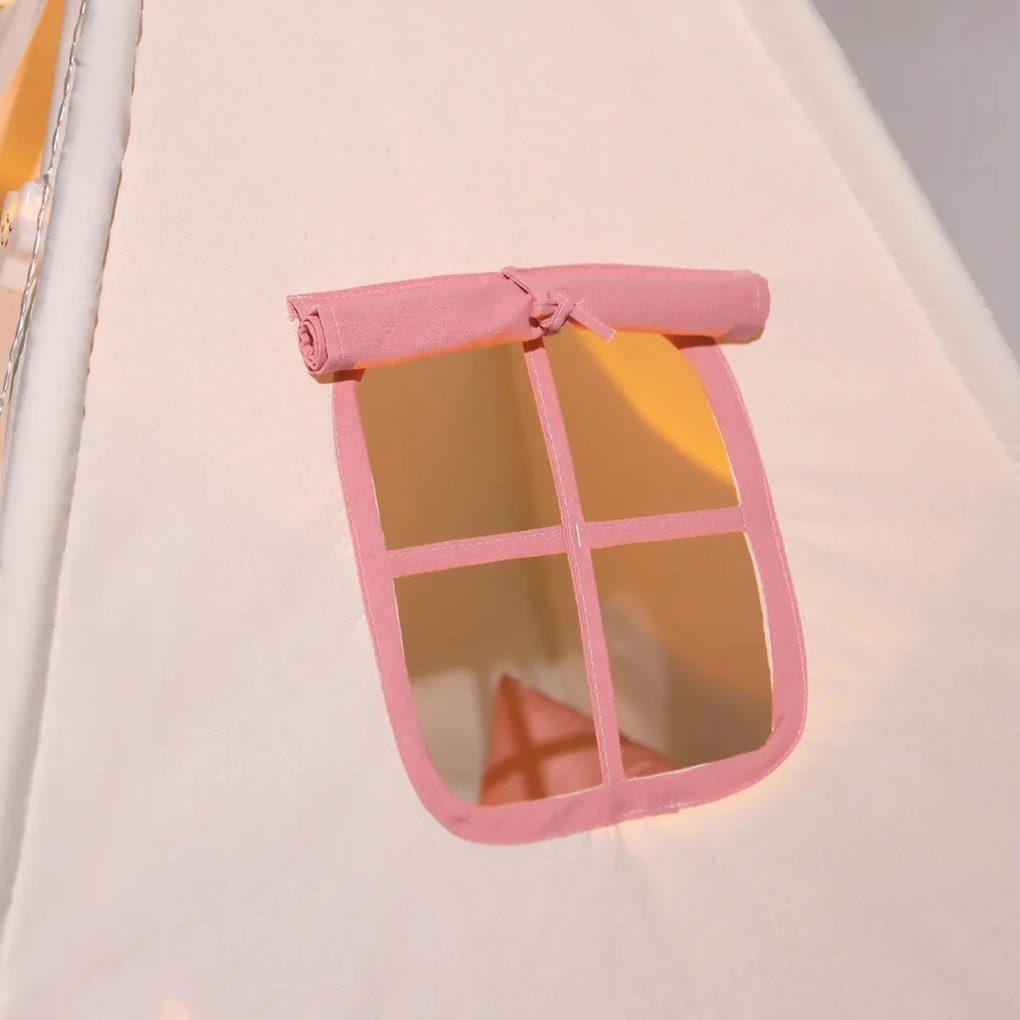 Detský stan teepee JULIA, 120x120x160cm, béžová/ružová Jurhan