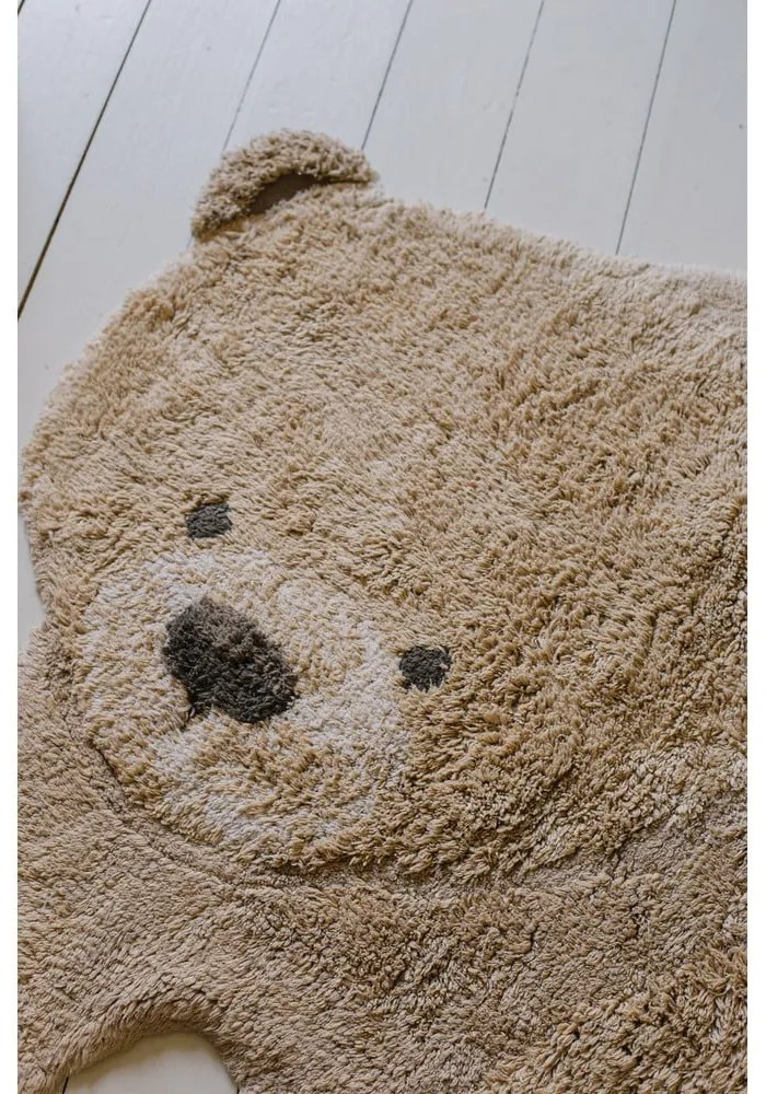Béžový prateľný ručne tkaný bavlnený detský koberec 120x122 cm Bear – Lorena Canals