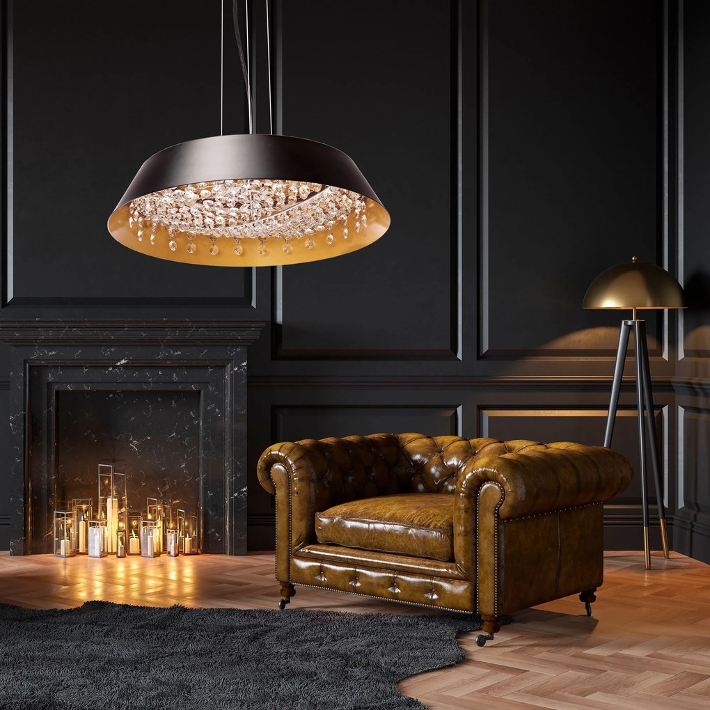 Toolight Toolight, LED závesné svietidlo Cristal 20W APP1028-CP, čierna, OSW-01233