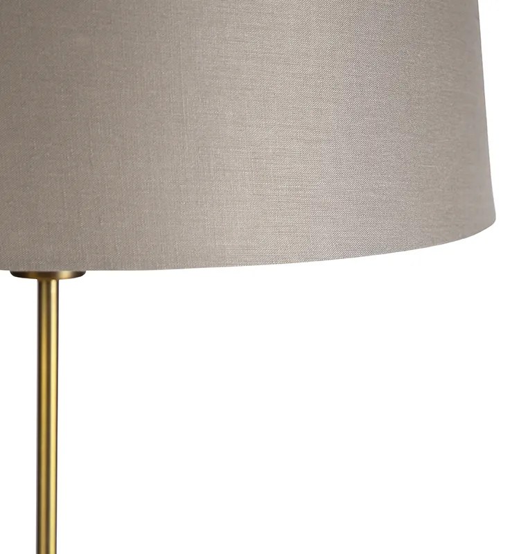 Stojaca lampa bronzová s tienidlom z ľanového plátna taupe 45 cm nastaviteľná - Parte