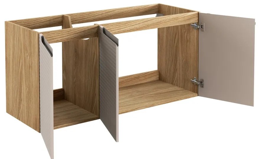 Závěsná skříňka Luxor Beige Sky se zápustným umyvadlem 120 cm béžová/dub olejovaný