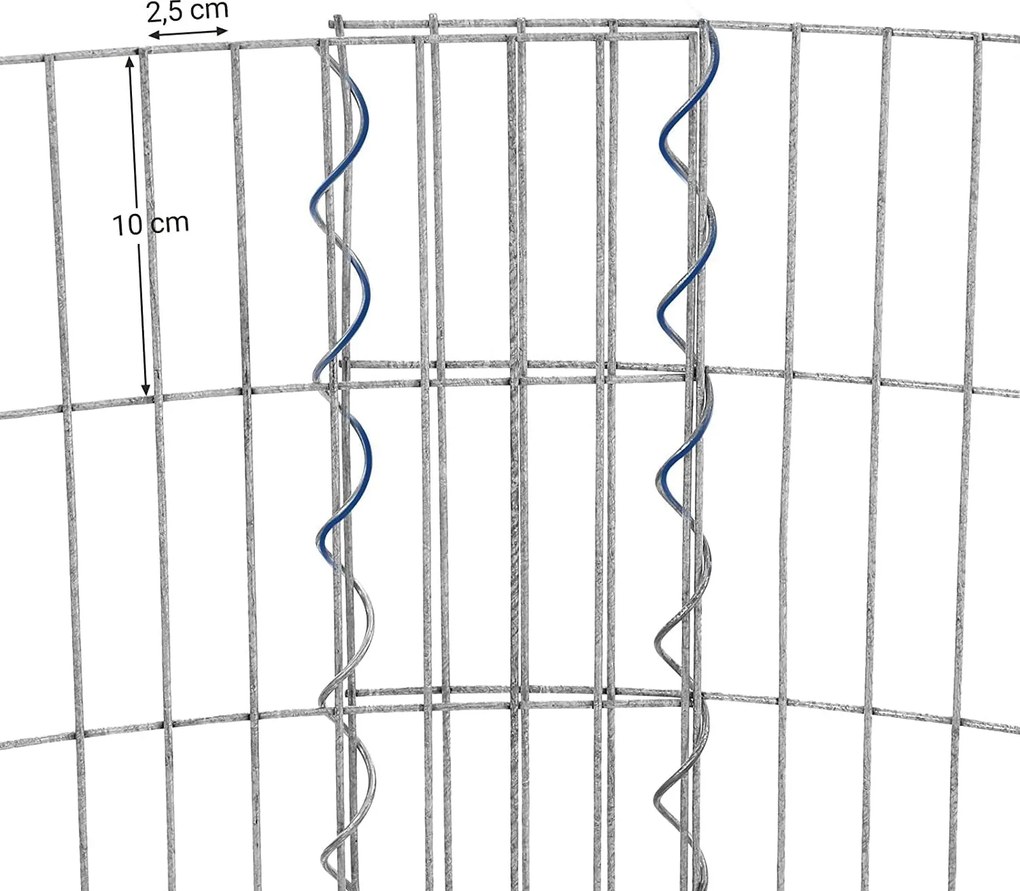 Gabión okrúhly, záhradná dekorácia, strieborná farba