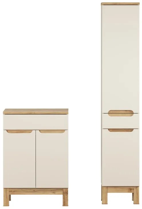 Koupelnová sestava Bali Casad s deskou a skříňkami 60 cm kašmírová/dub wotan