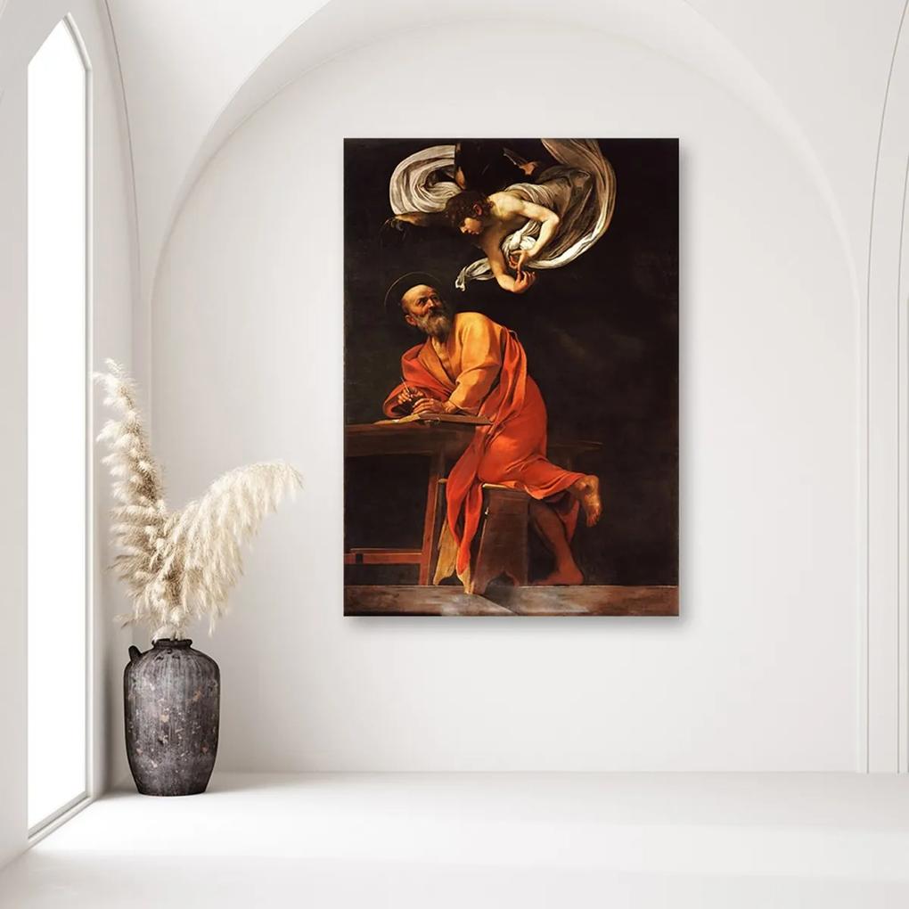 Obraz na plátně REPRODUKCE Matouš a anděl - Caravaggio - 80x120 cm